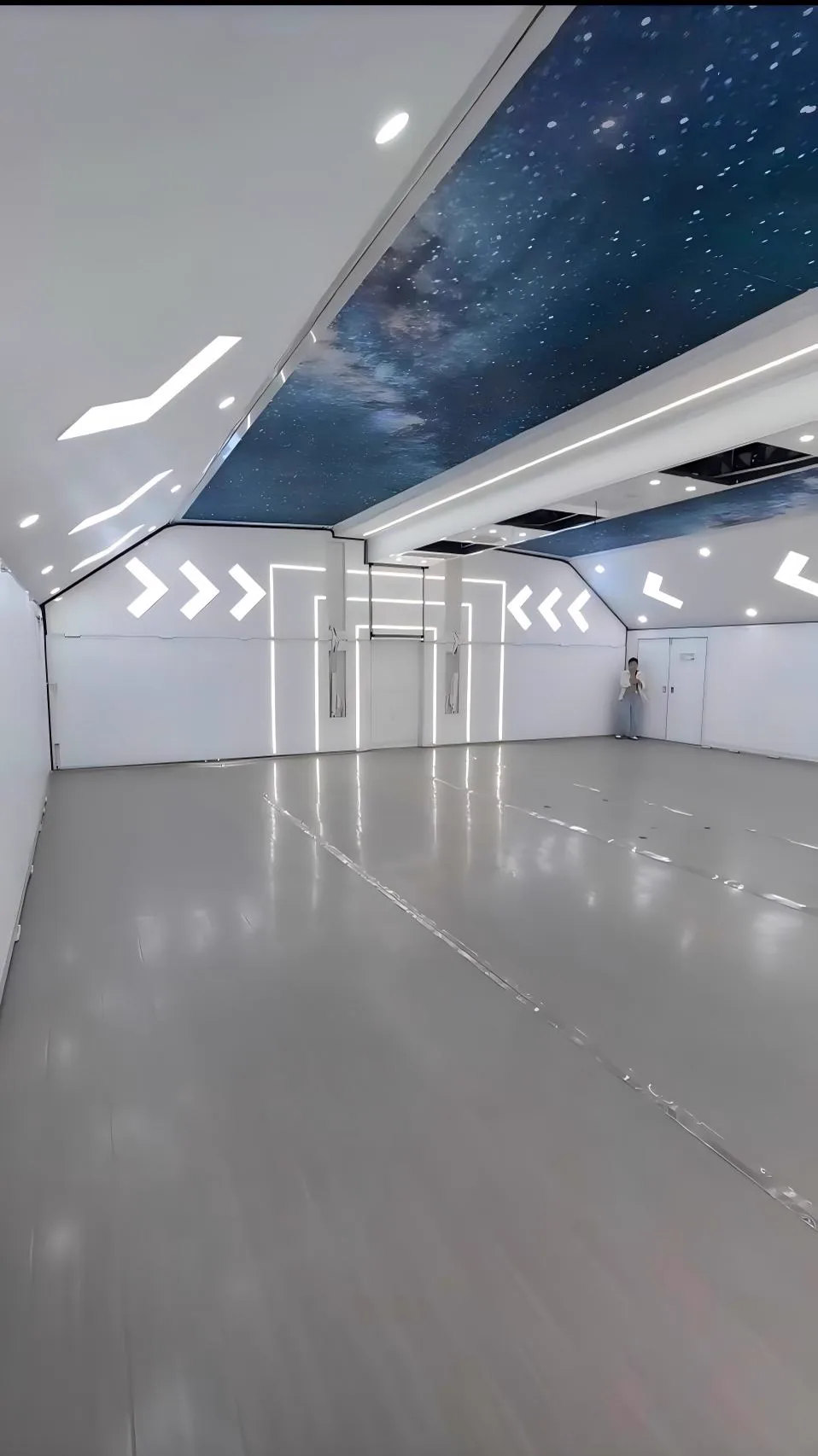 Interior layout and lighting — MBFD 45ft container venue