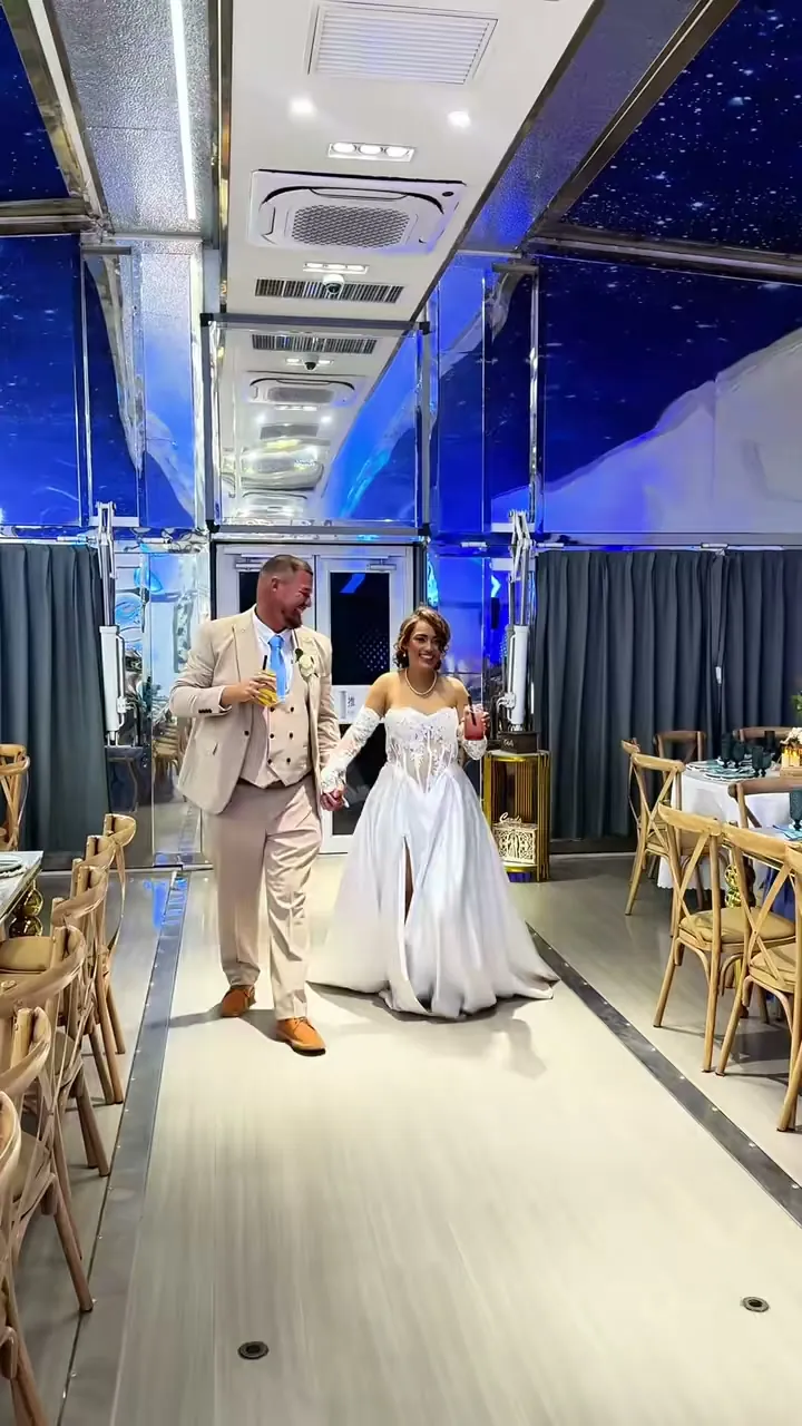 Customer wedding setup inside an expandable mobile venue